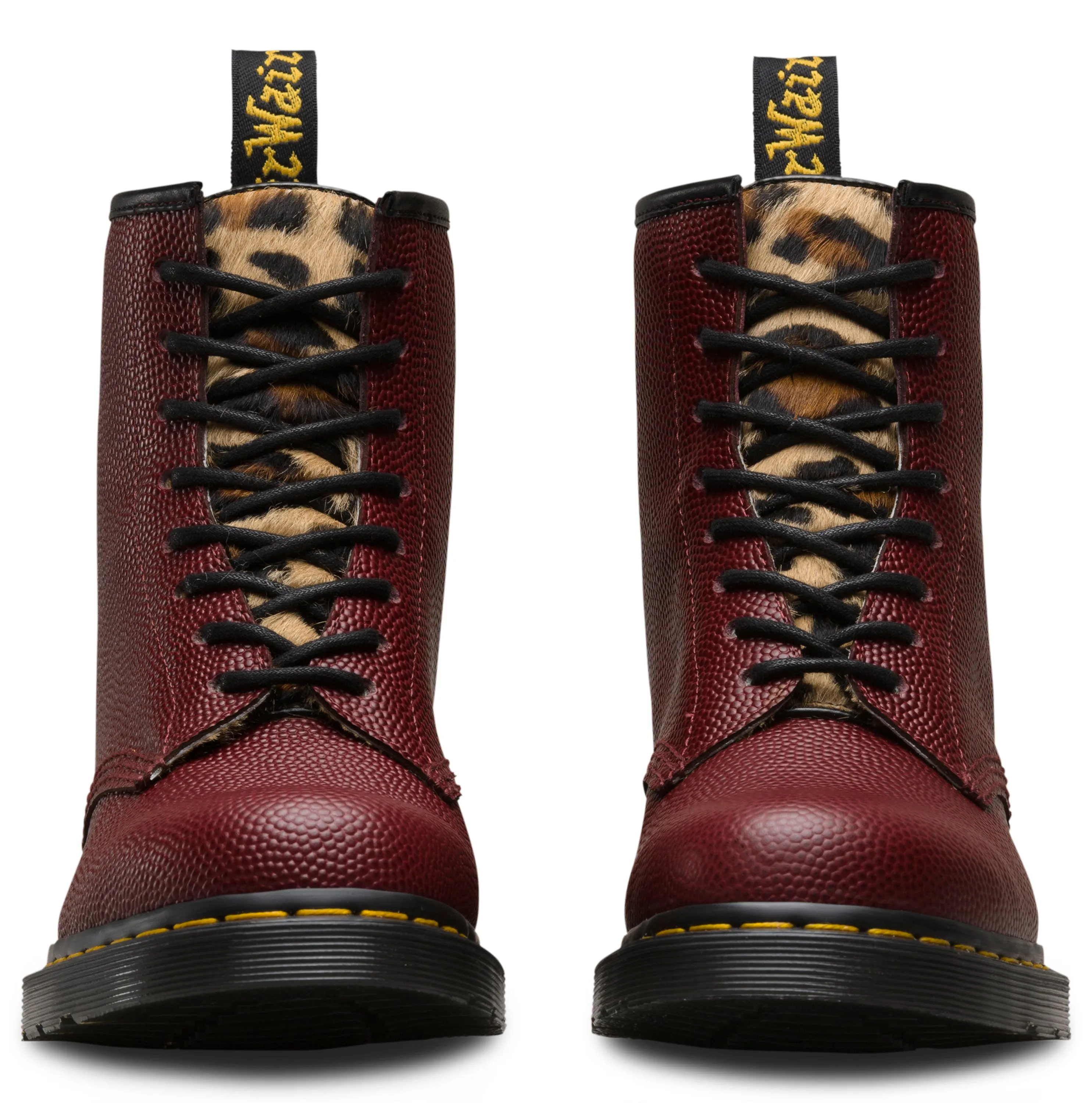 1460 Stussy Cherry Red Leo Pebble Italian Hair On Leather Lace Up Boots