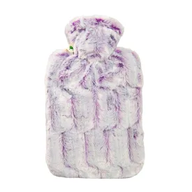 1.8 Litre Hot Water Bottle with Lilac and Silver Luxury Faux Fur Cover (rubberless)