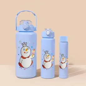 3PCS Water Bottle with Two Straws5595-15121(Blue)