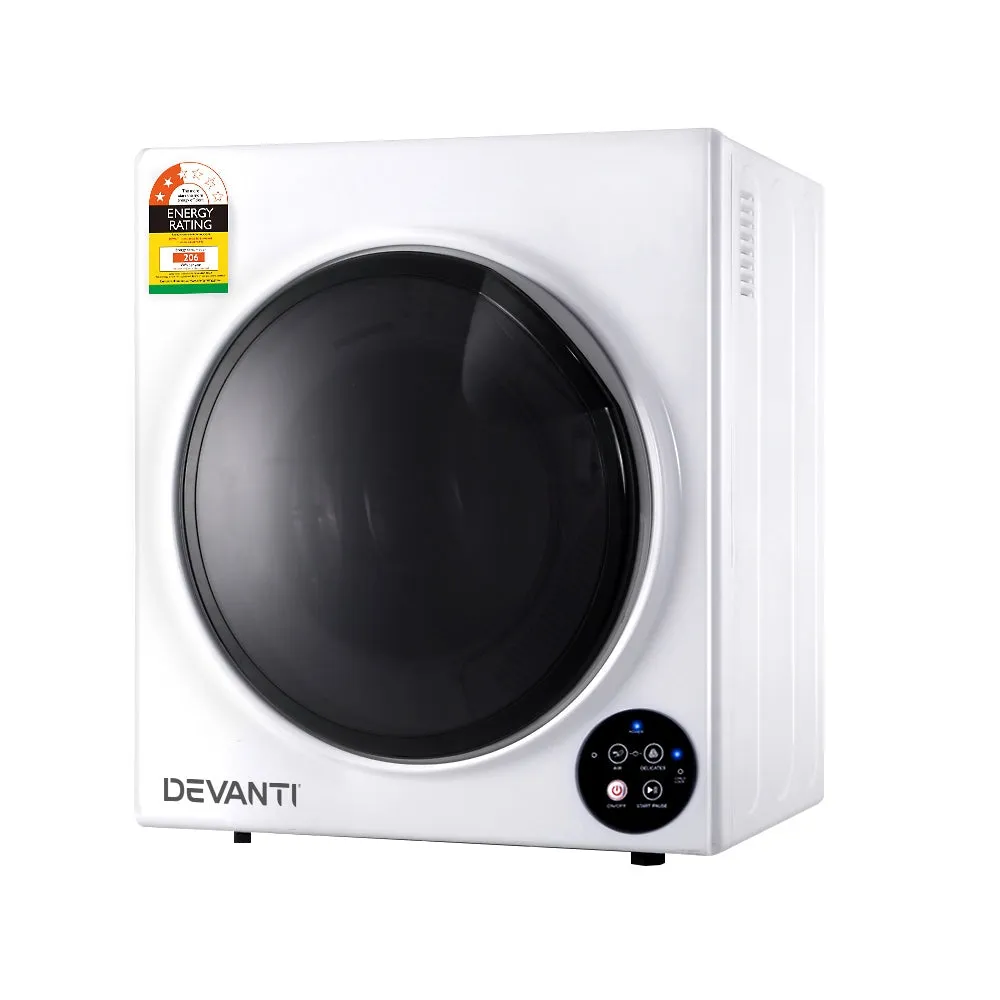 5kg Auto Tumble Dryer w/ Humidity Sensor, Child-Lock - Devanti