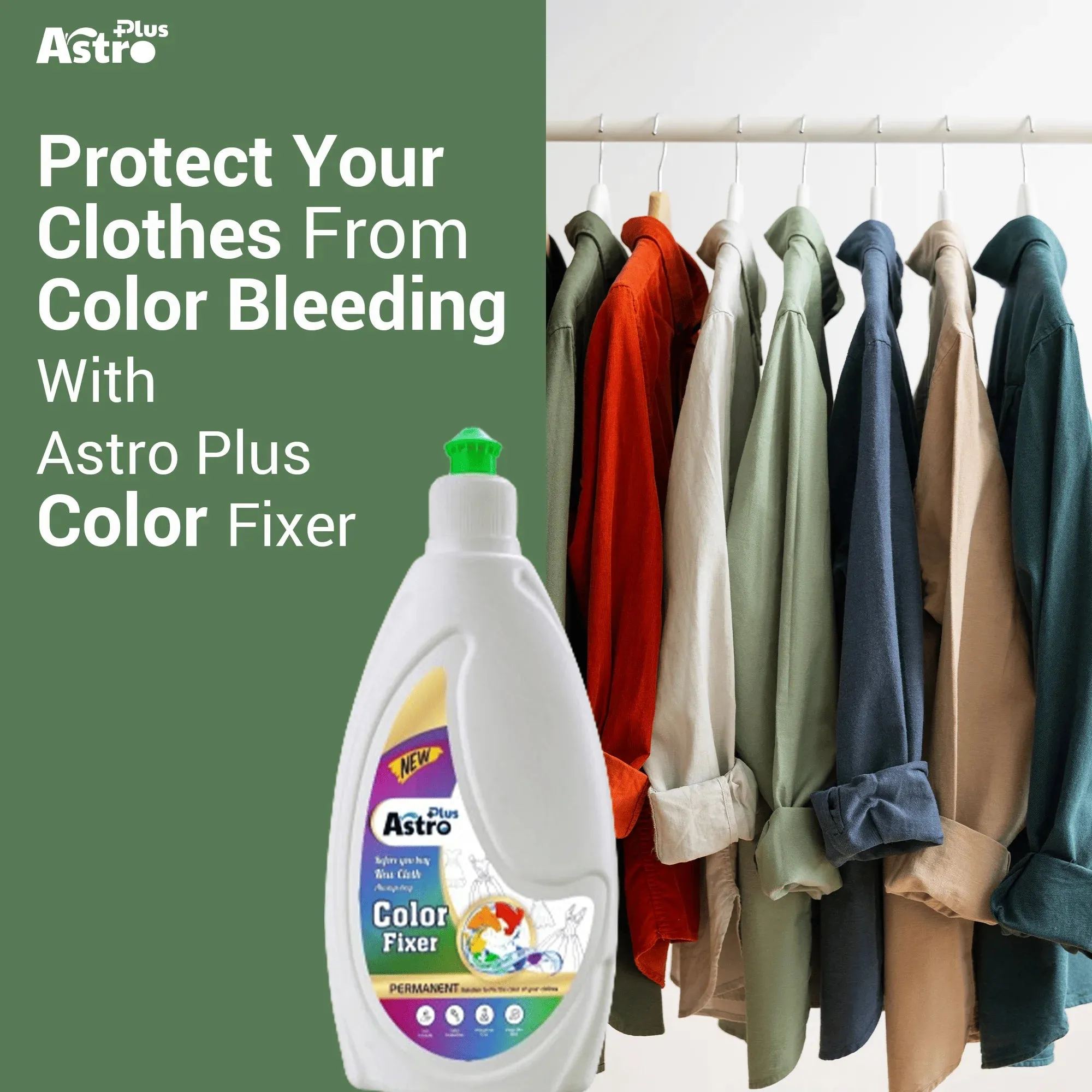 Astro Plus Fabric Color Fixer This Product 100% Non-Toxic, Eco-Friendly This Product Works Best Silk, Cotton, Georgette Fabric Etc. (500 Ml)