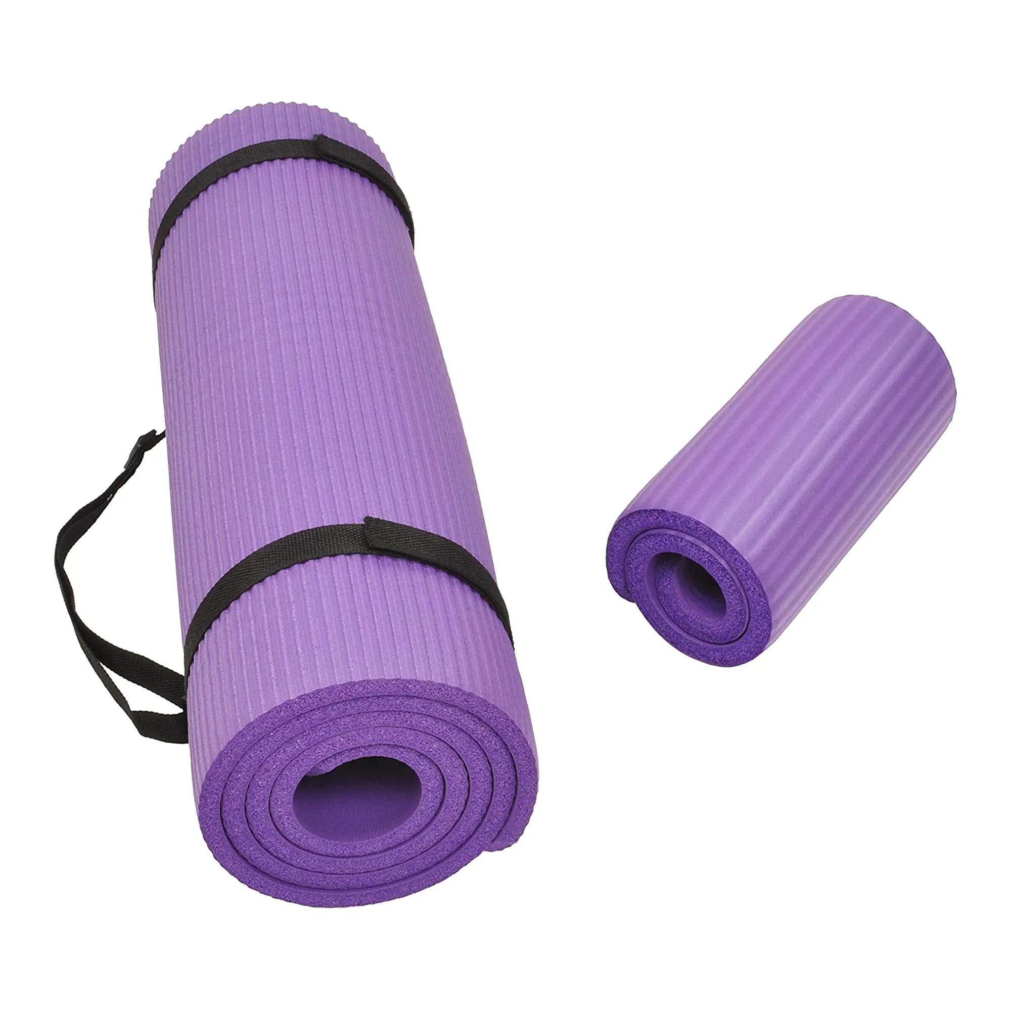 BalanceFrom Fitness GoYoga  71x24in Exercise Yoga Mat w/Knee Pad & Strap, Purple