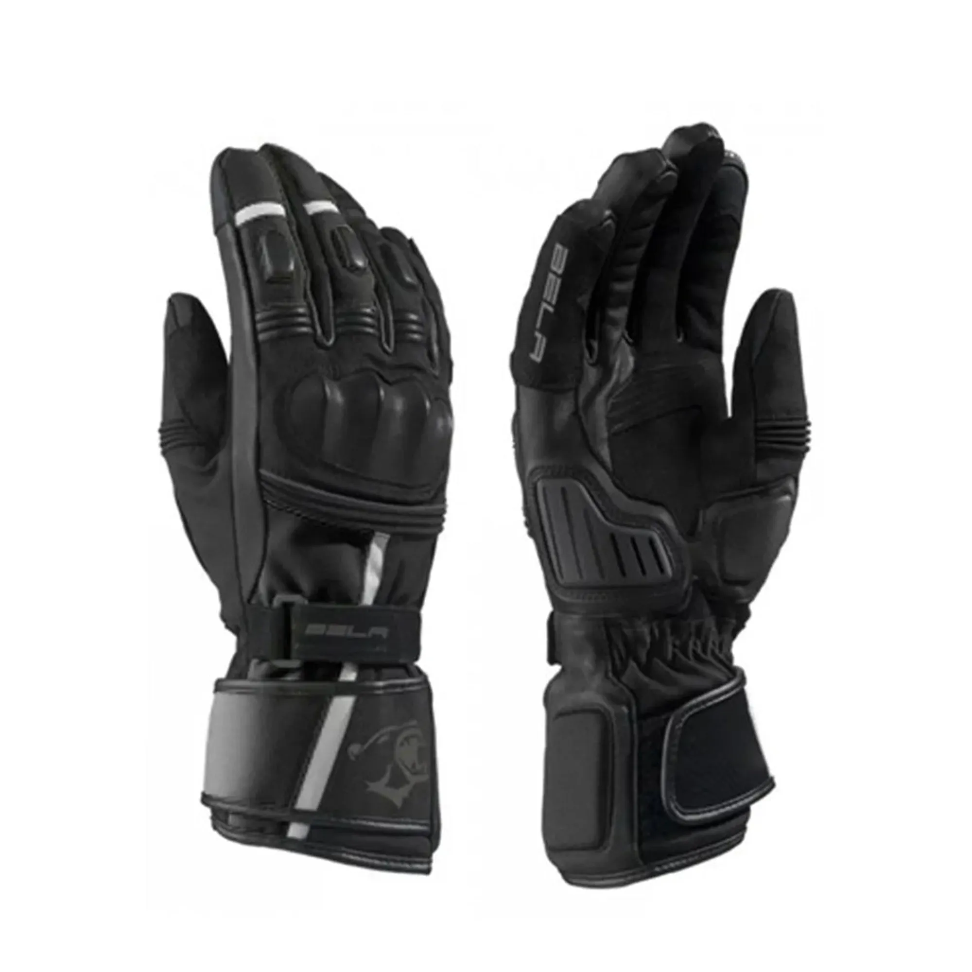 BELA Ice Winter Motorcycle Leather Gloves Black Grey