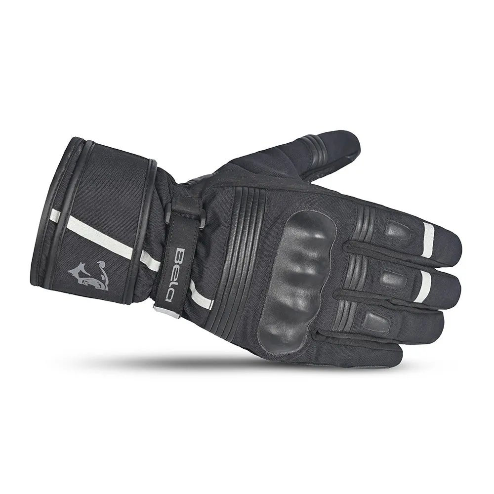 BELA Ice Winter Motorcycle Leather Gloves Black Grey