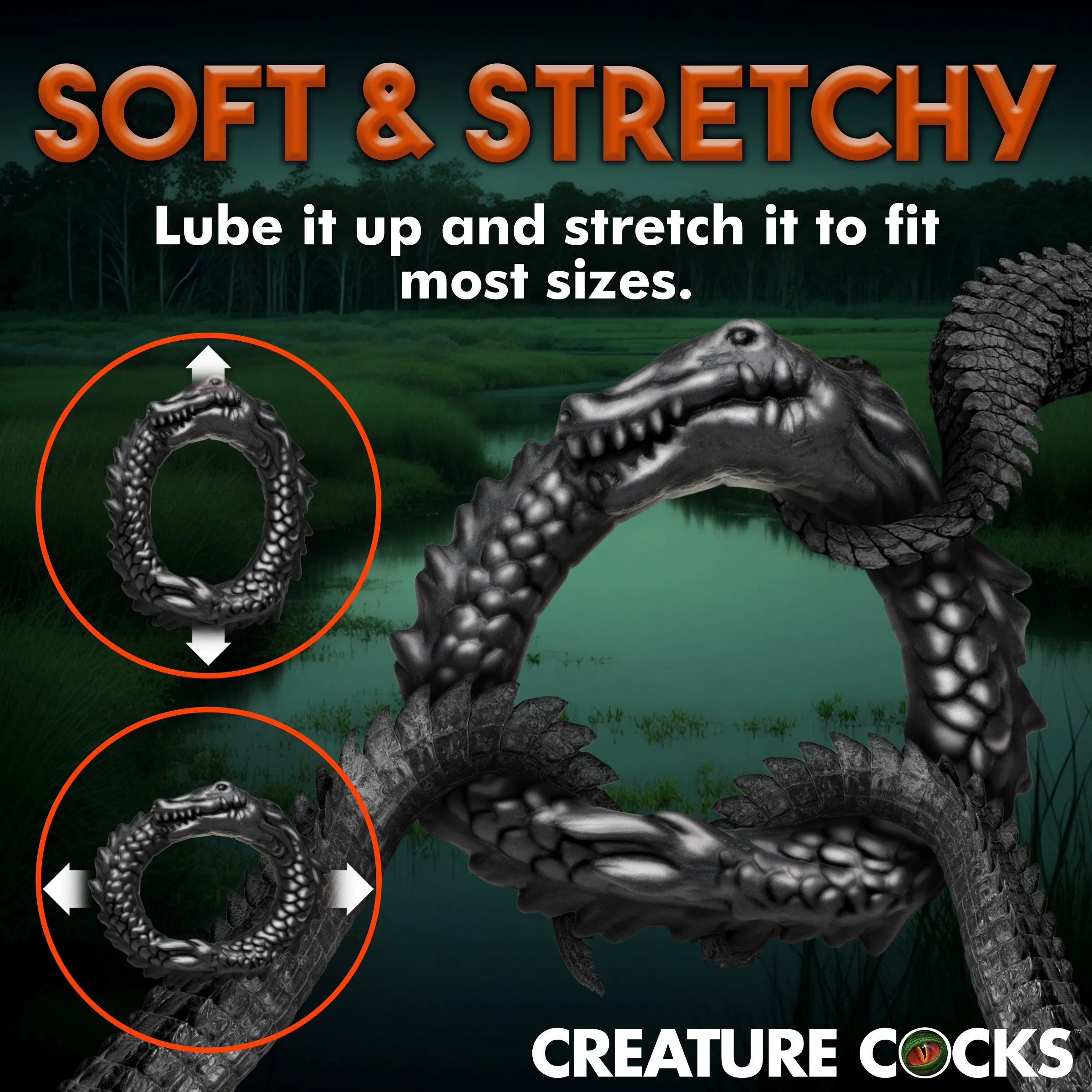 Black Caiman Silicone Cock Ring