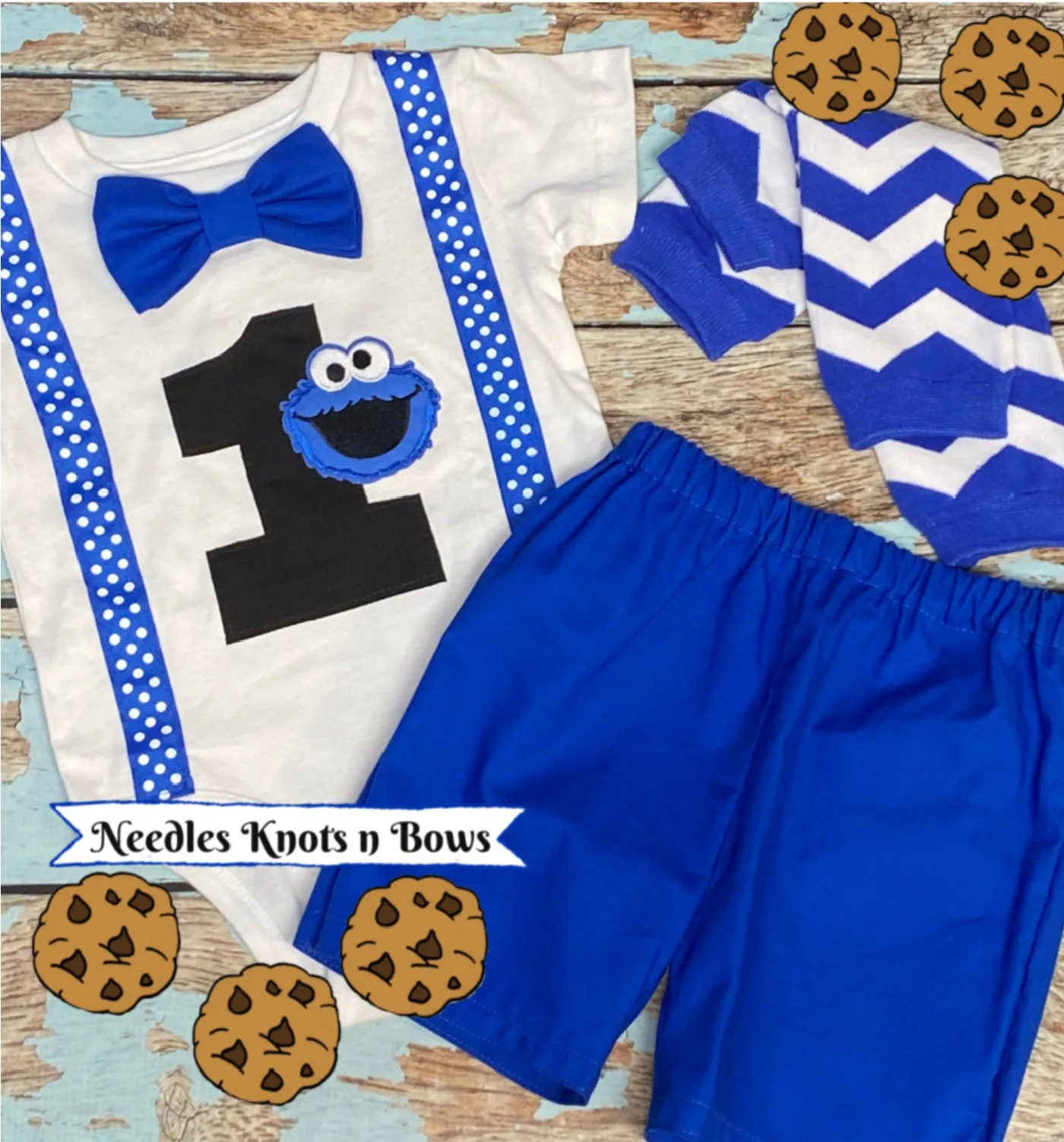 Boys Cookie Monster Birthday Outfit, Boys 1st Birthday Outfit