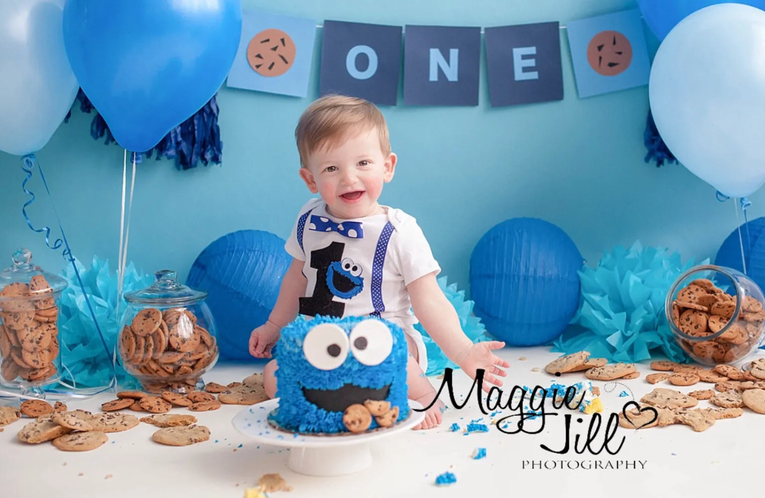 Boys Cookie Monster Cake Smash Outfit