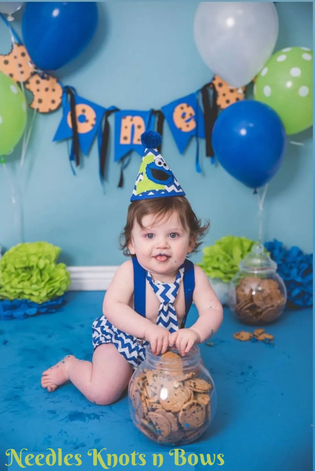 Boys Cookie Monster Cake Smash Outfit