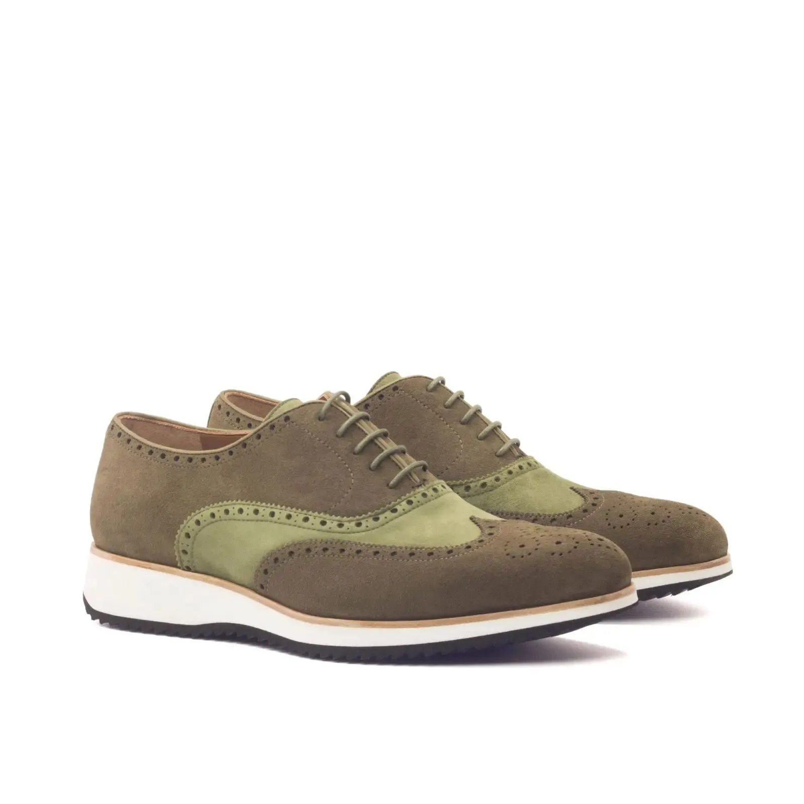 DapperFam Aeron in Khaki Men's Lux Suede & Italian Suede Full Brogue