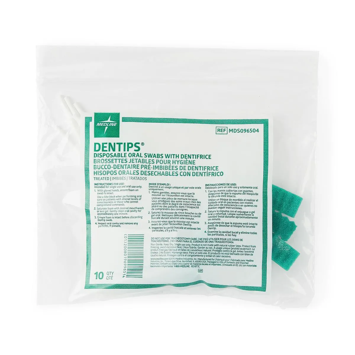 Dentips Disposable Oral Swabs, Treated