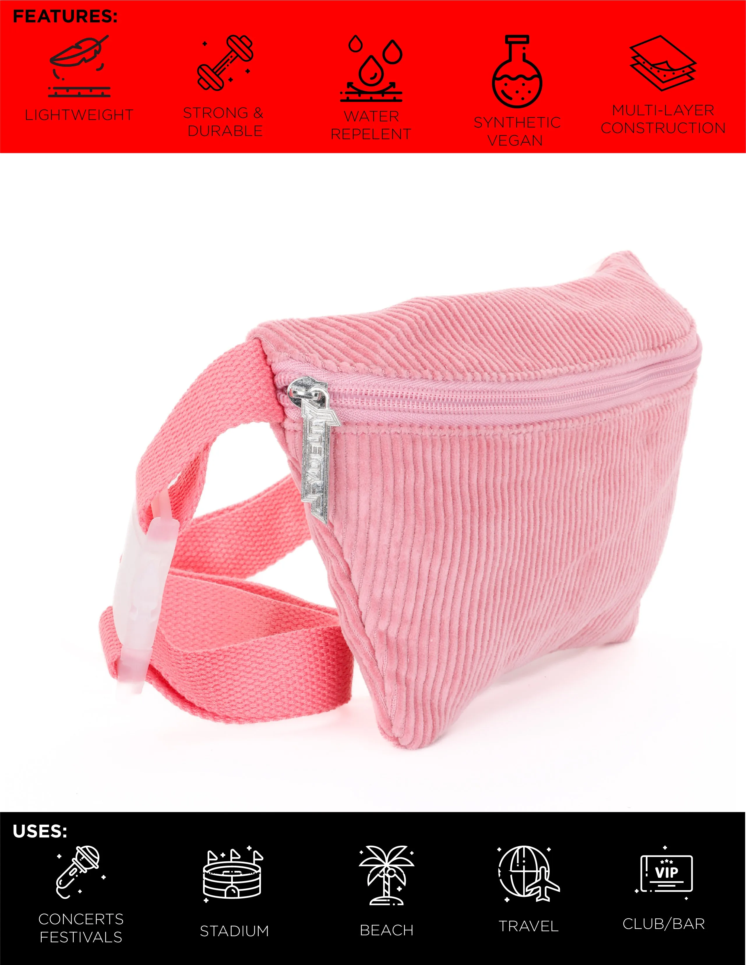 Fanny Pack | Slim | Corduroy Pink