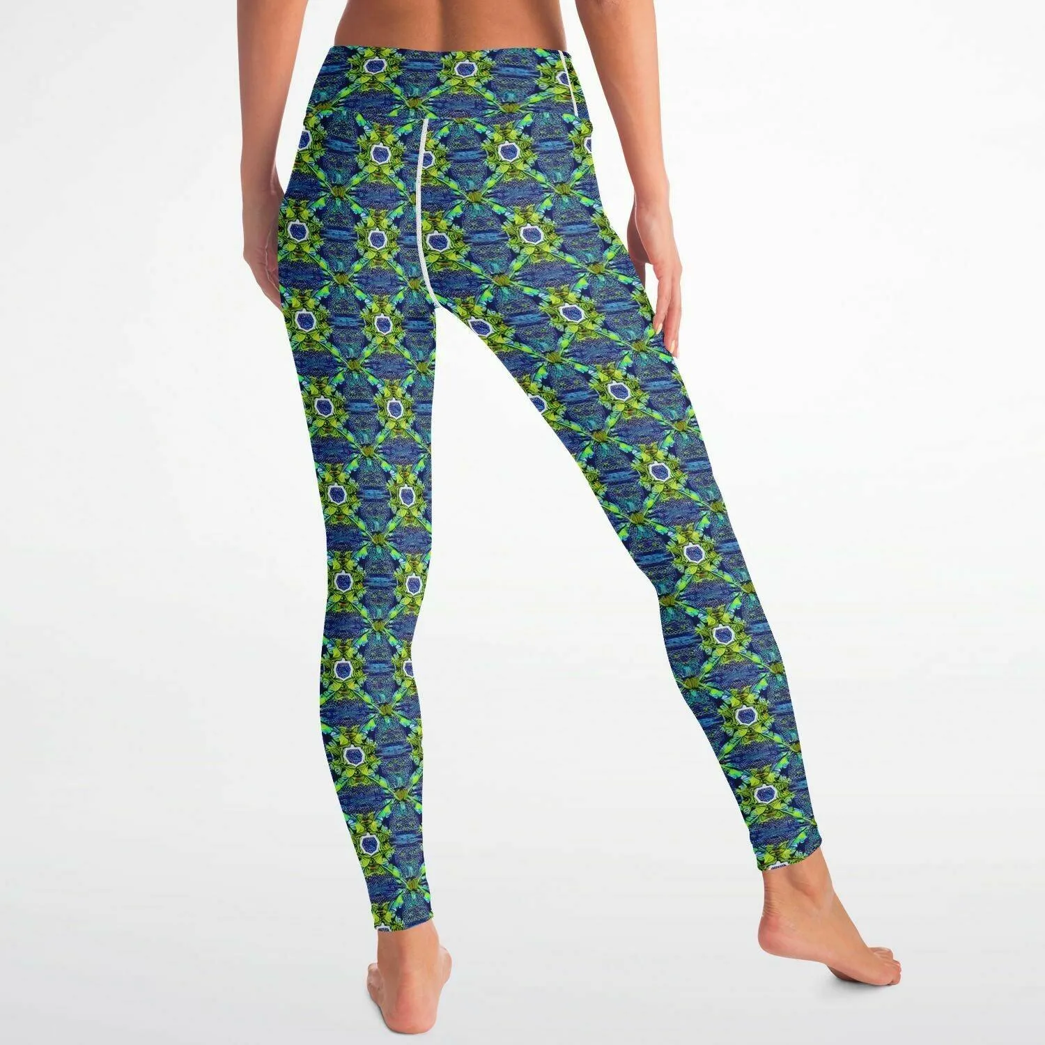 Green Slightly Psychedelic Yoga Leggings All Over Print