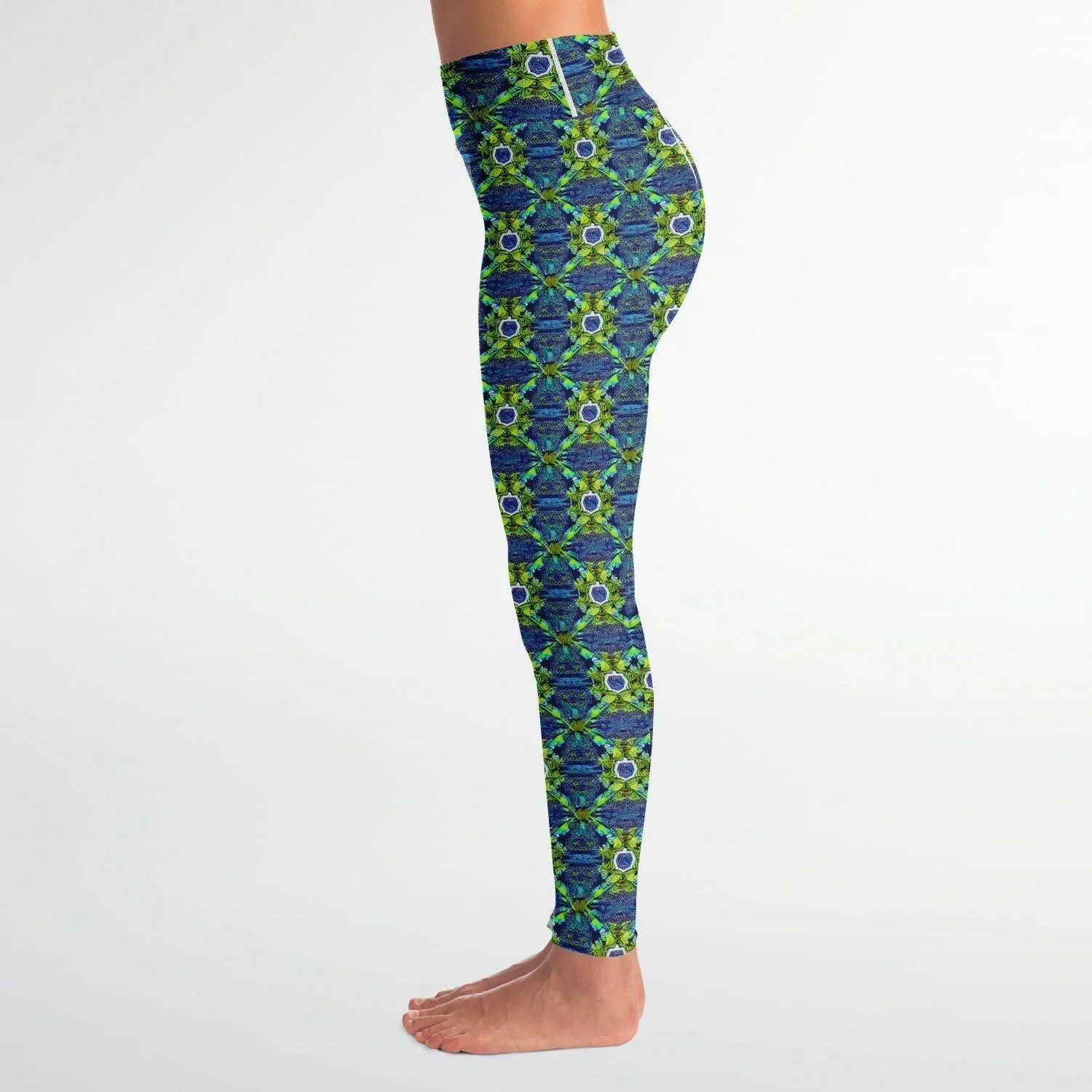 Green Slightly Psychedelic Yoga Leggings All Over Print