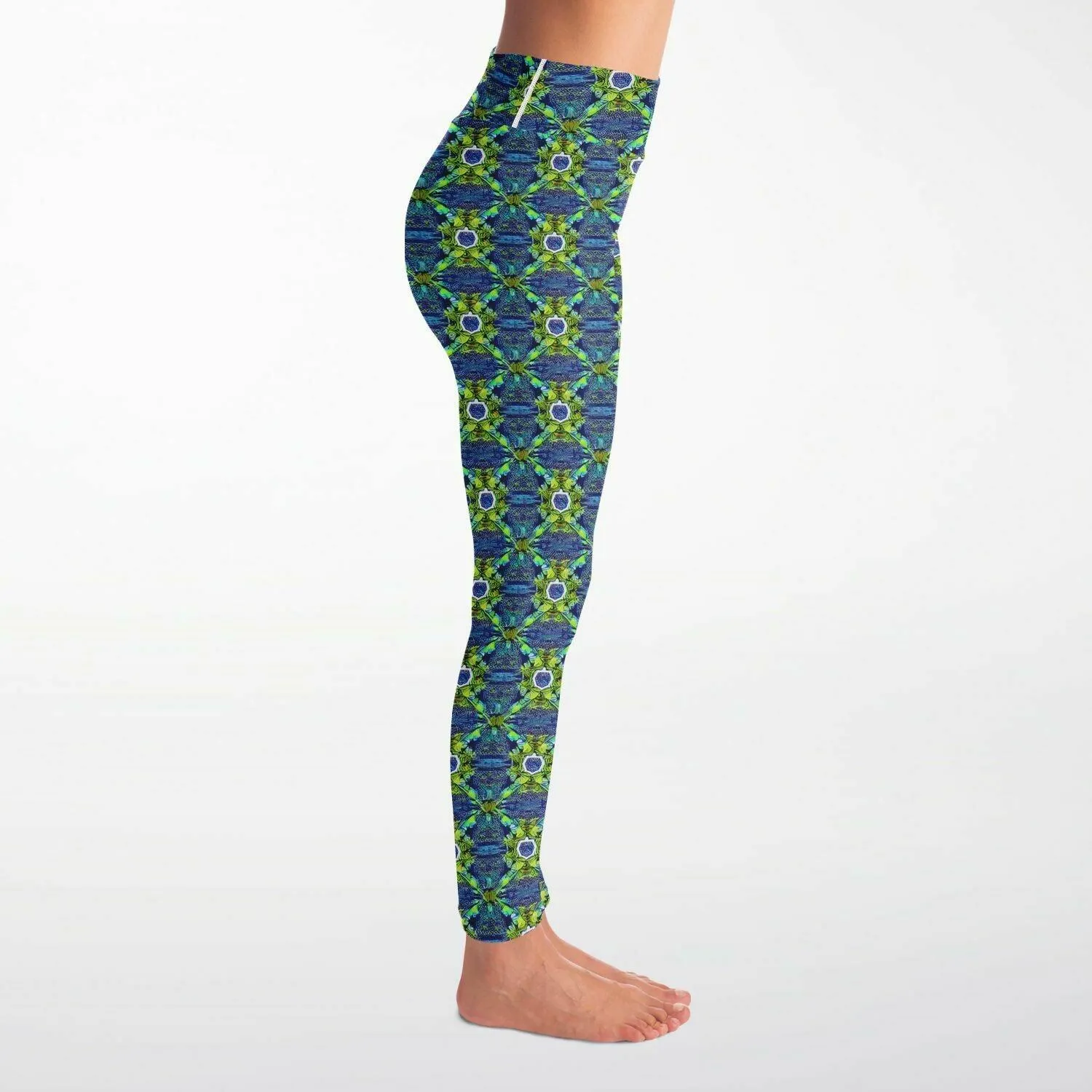 Green Slightly Psychedelic Yoga Leggings All Over Print