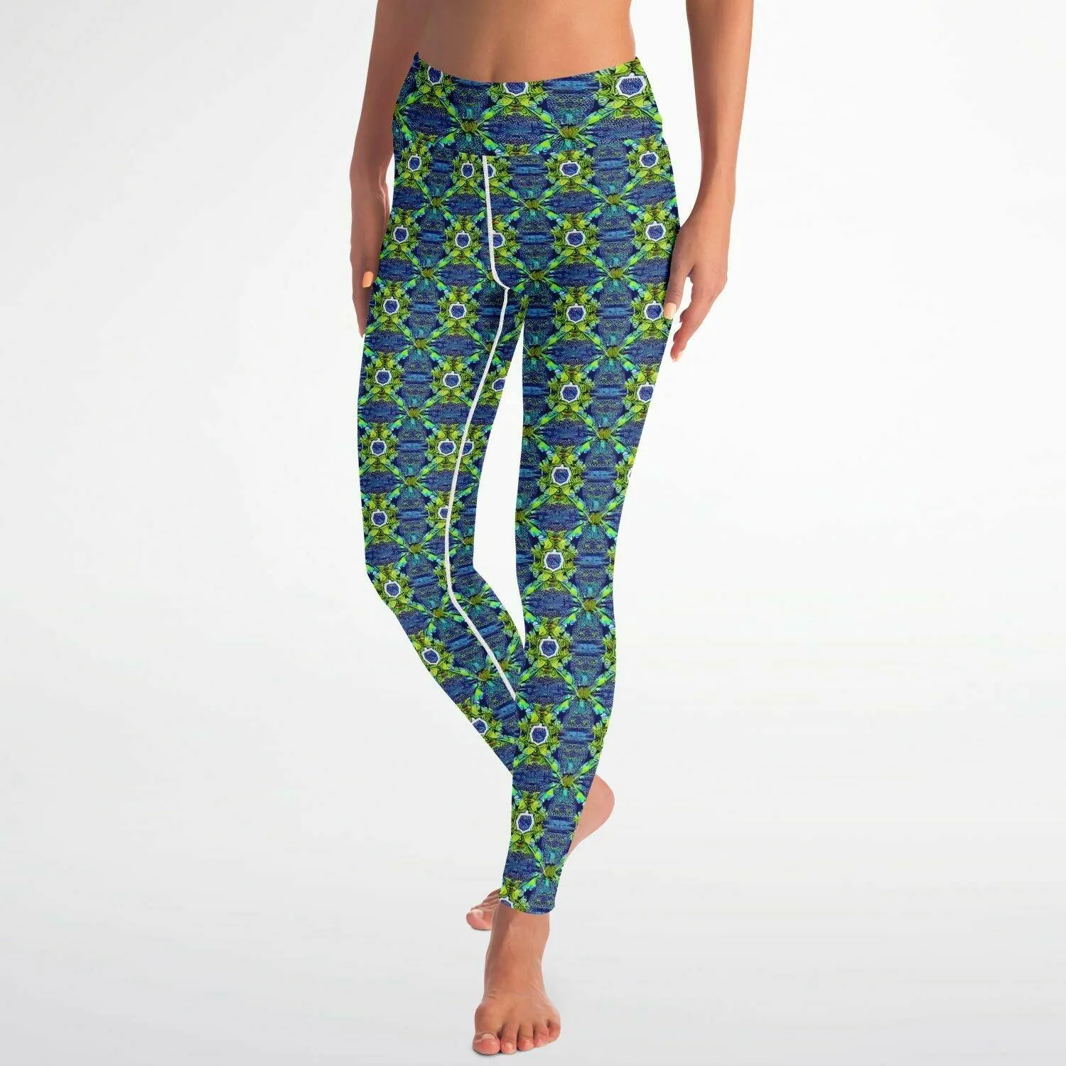 Green Slightly Psychedelic Yoga Leggings All Over Print