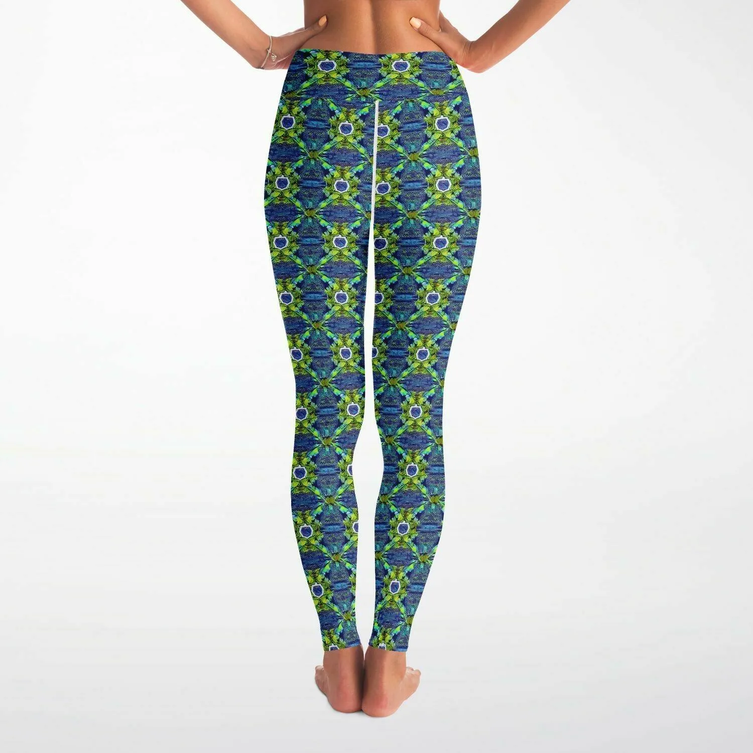 Green Slightly Psychedelic Yoga Leggings All Over Print