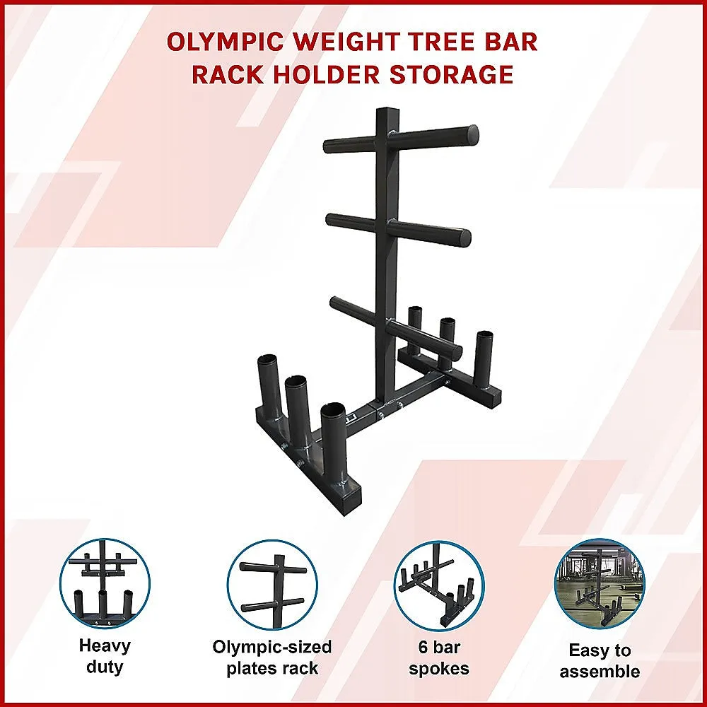 Heavy-Duty Olympic Weight Tree & Bar Rack Holder Storage