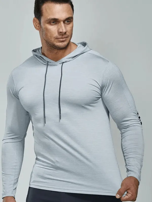 Men's Athletic Hooded Running Top With Strip Line - SF1943