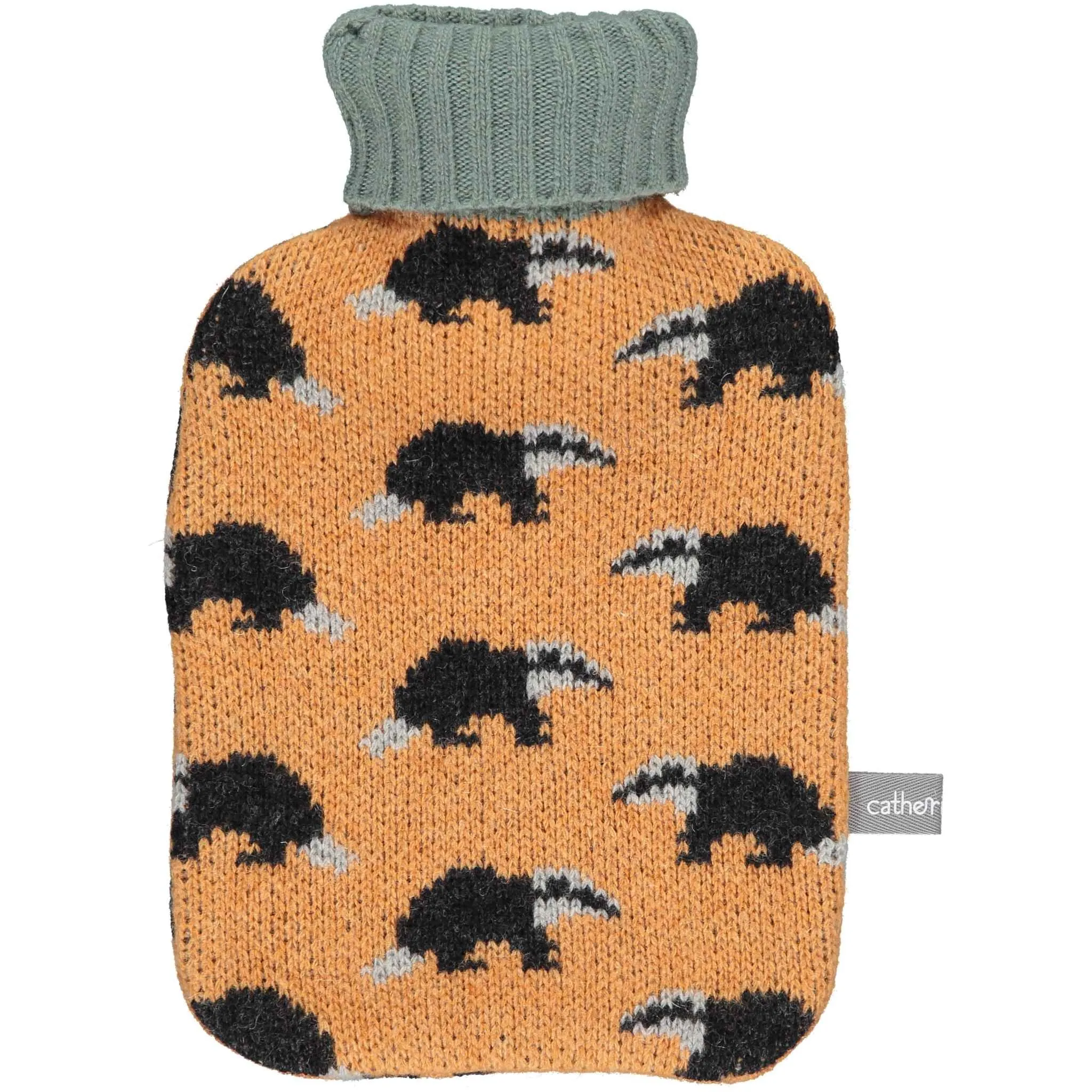 Mini Lambswool Hot Water Bottle Set - Peach Badgers