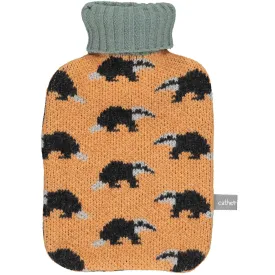 Mini Lambswool Hot Water Bottle Set - Peach Badgers