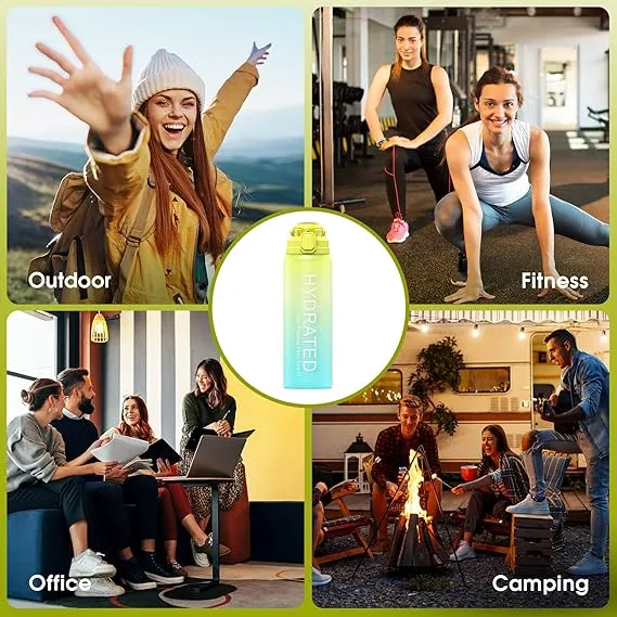 Motivational Water Bottle with Time Marker BPA 5602  Free-Yellow