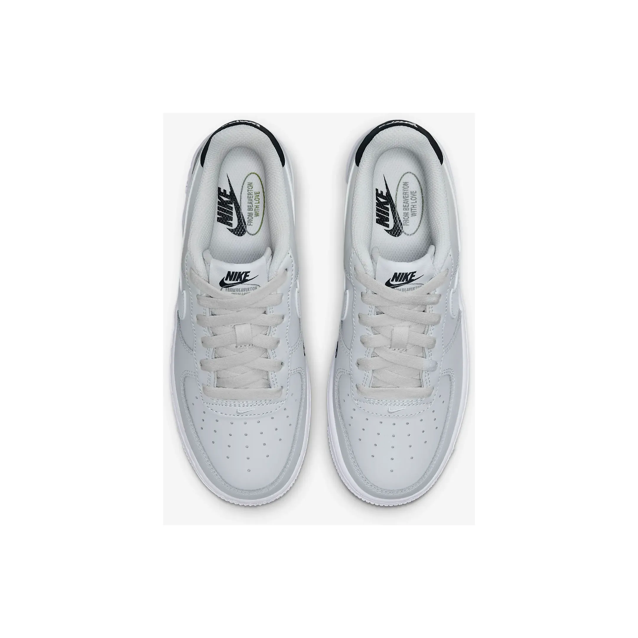 Nike Kid's Air Force 1 LV8 Shoes - Photon Dust / Black / Chlorophyll / White