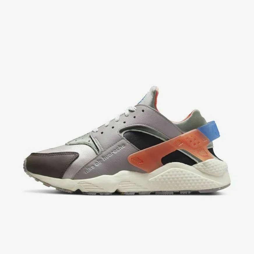 Nike Men's Air Huarache Shoes - Enigma Stone Gray / Racer Orange