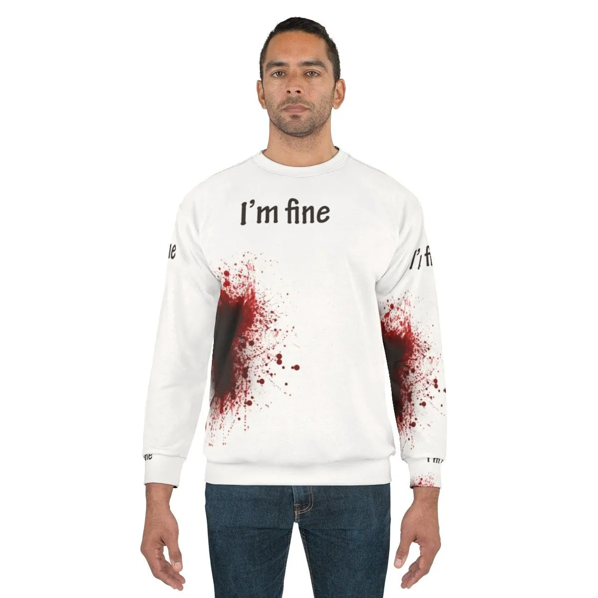 "I Am Fine" Graphic Design Funny Workout Sweatshirt