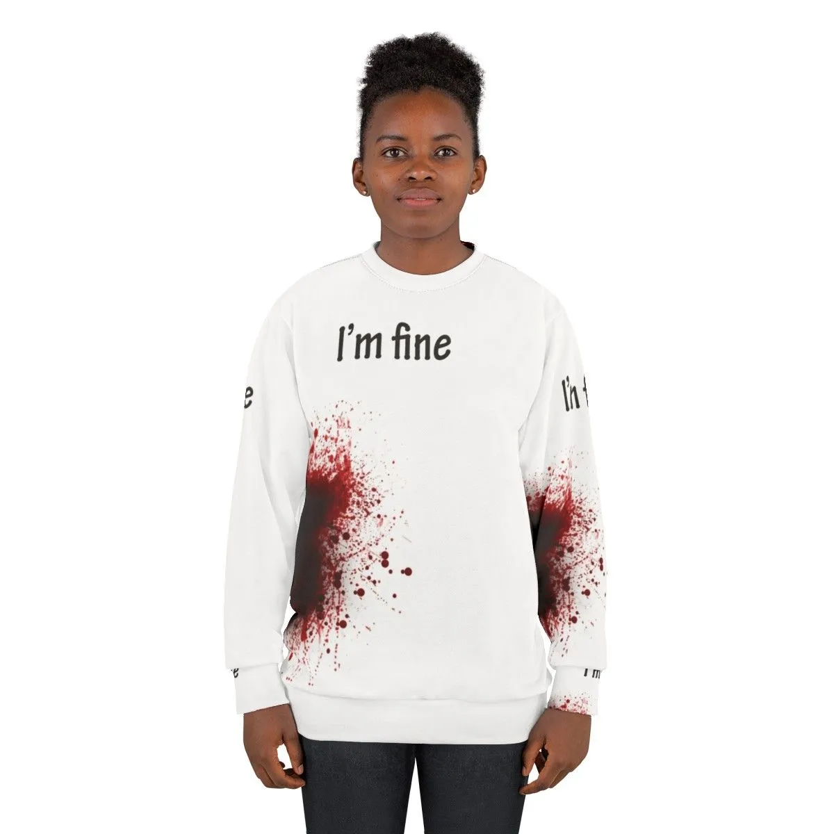 "I Am Fine" Graphic Design Funny Workout Sweatshirt