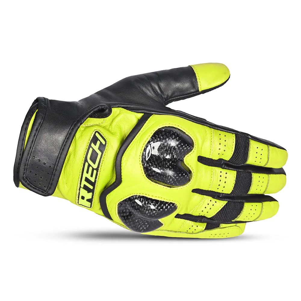 R-TECH Falcon Motorcycle Gloves Black Yellow Fluo