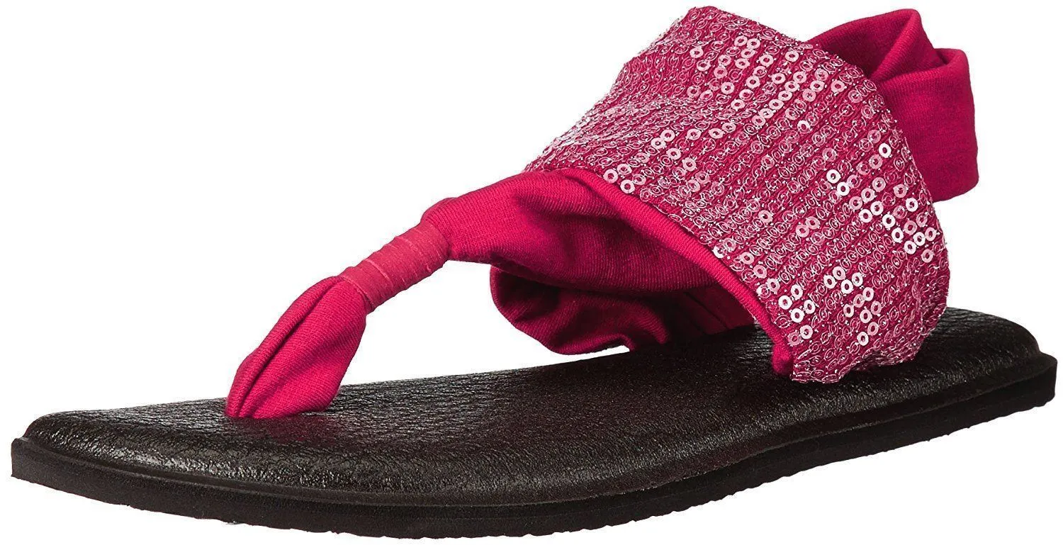 Sanuk Women's Yoga Sling Sequins Scarlet Sandals