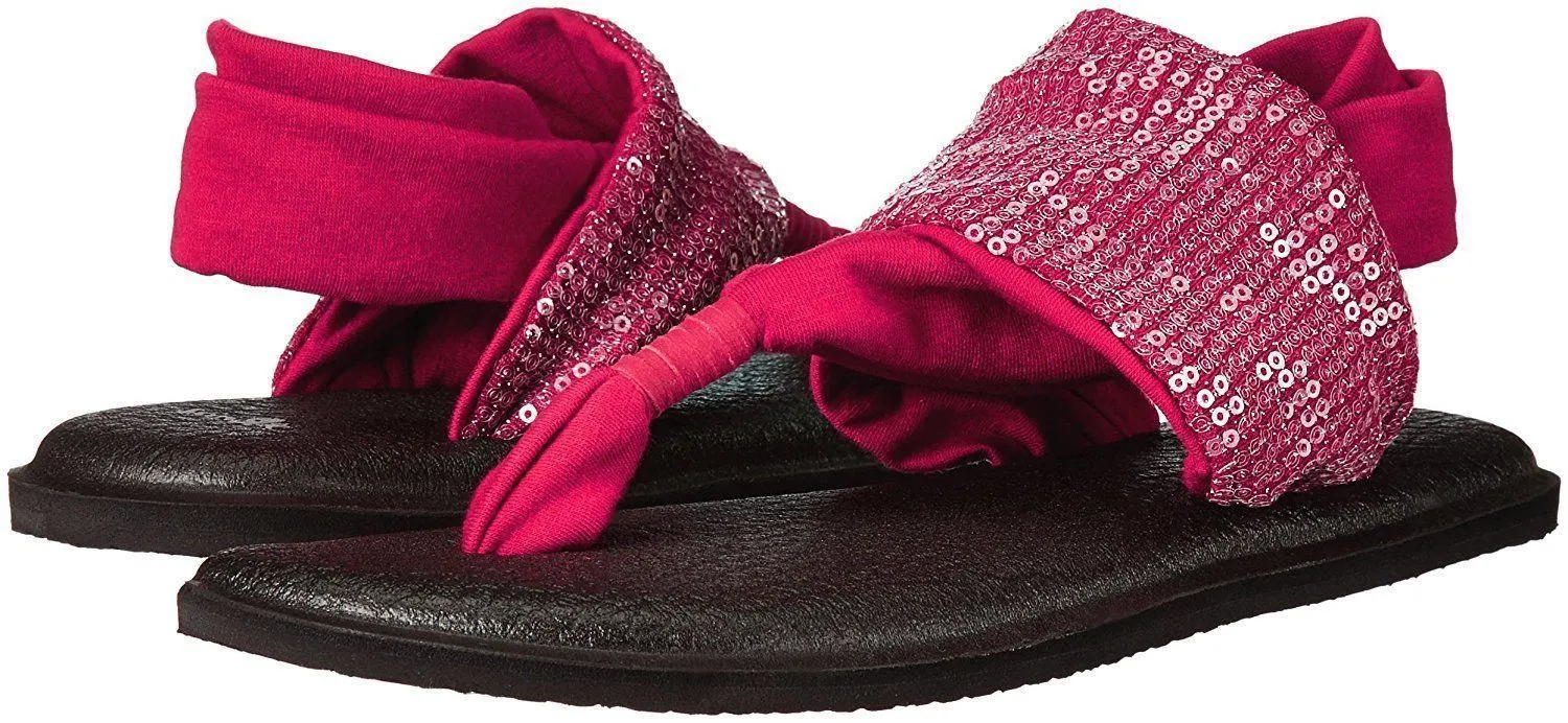 Sanuk Women's Yoga Sling Sequins Scarlet Sandals