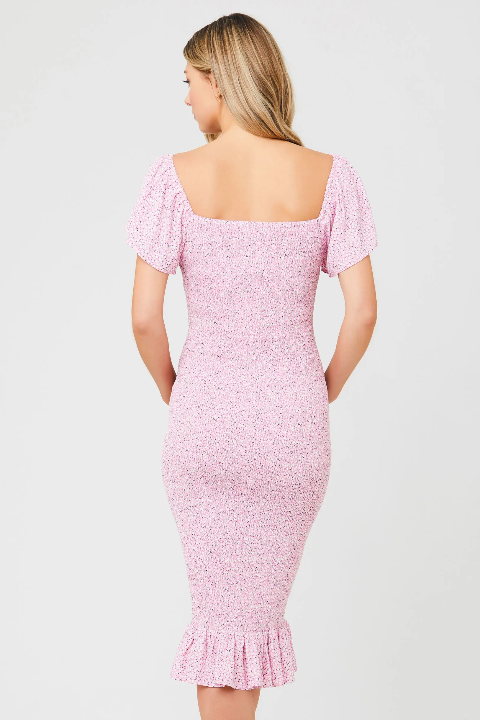 Selma Fitted Maternity and Nursing Dress in Pink