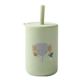 Silicone Baby Straw Cup | Green Elephant