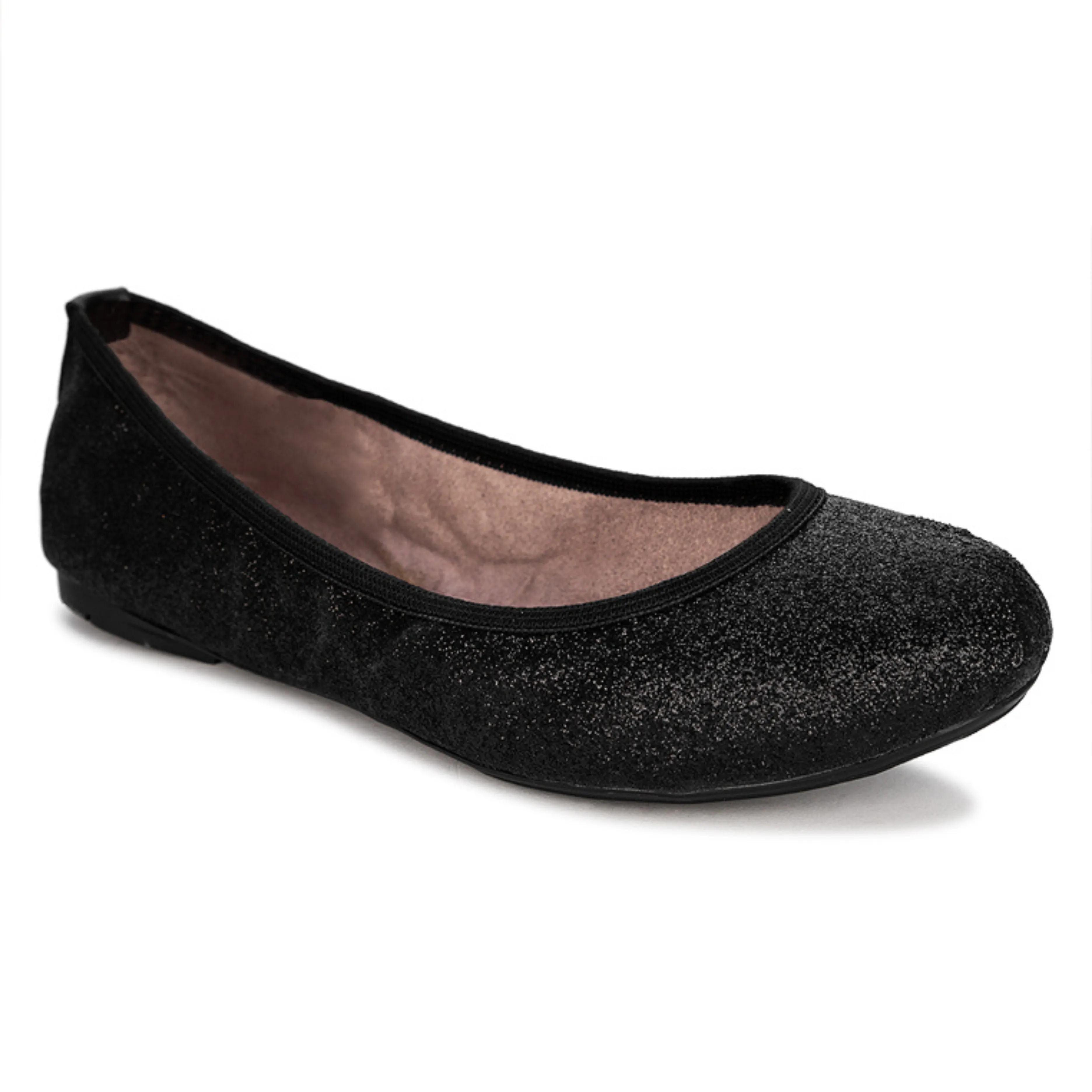 SOPHIA Ballet Flat Shoes - Glitter Black