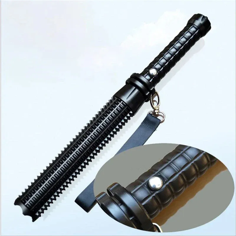 Tactical Rechargeable Flashlight Telescopic Self Defense Stick