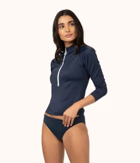 The Swim Long Sleeve Zip Rashguard: Navy