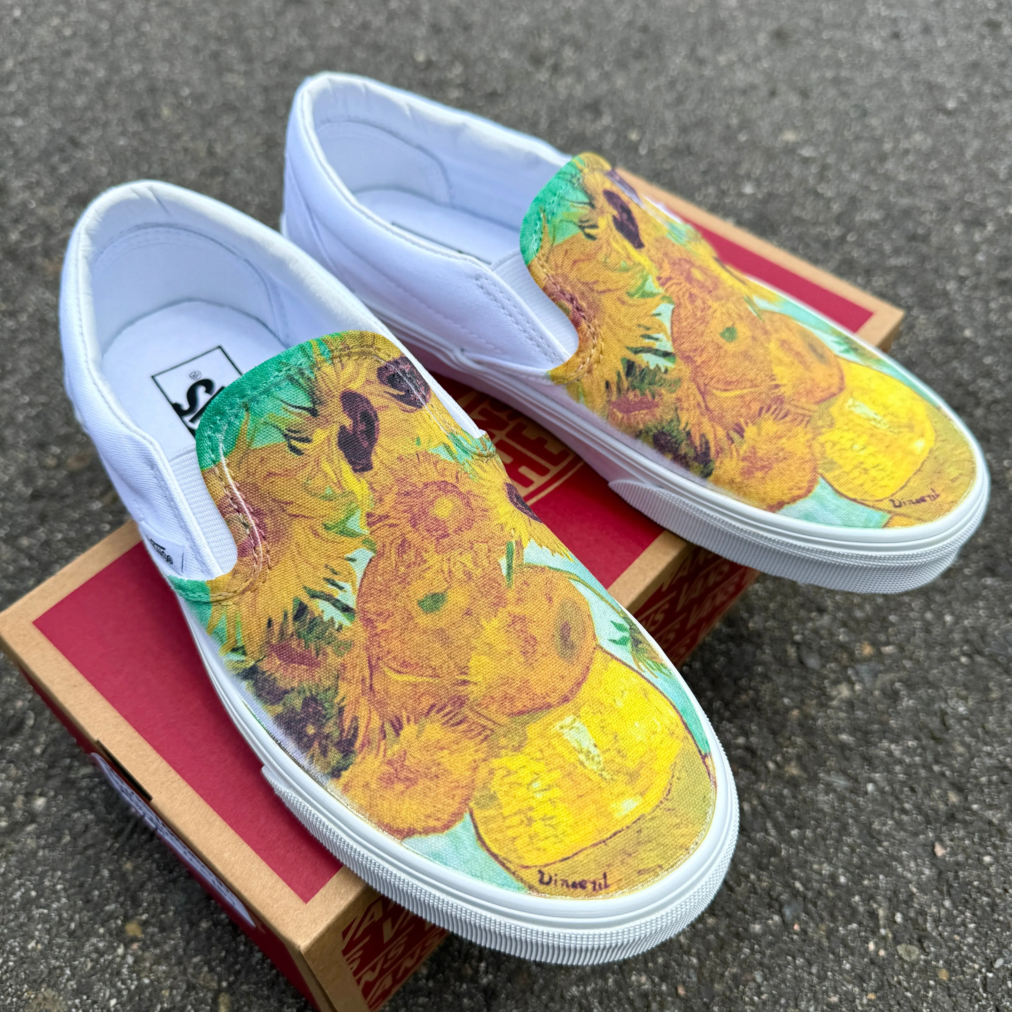 Van Gogh Sunflowers Custom Slip Ons