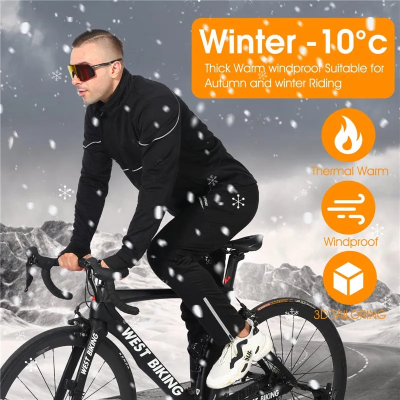 Winter Cycling Pants Warm Fleece Sport Running Pants Windproof MTB Bike Riding Pants Fitness Bicycle Men's Trousers