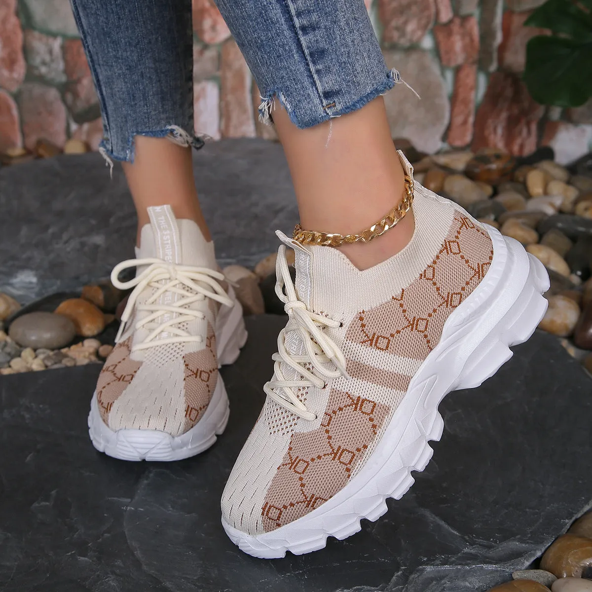 Women's Breathable Canvas Sneakers Mesh Lace Up Flat Shoes Fashion Casual Lightweight Running Sports Shoes